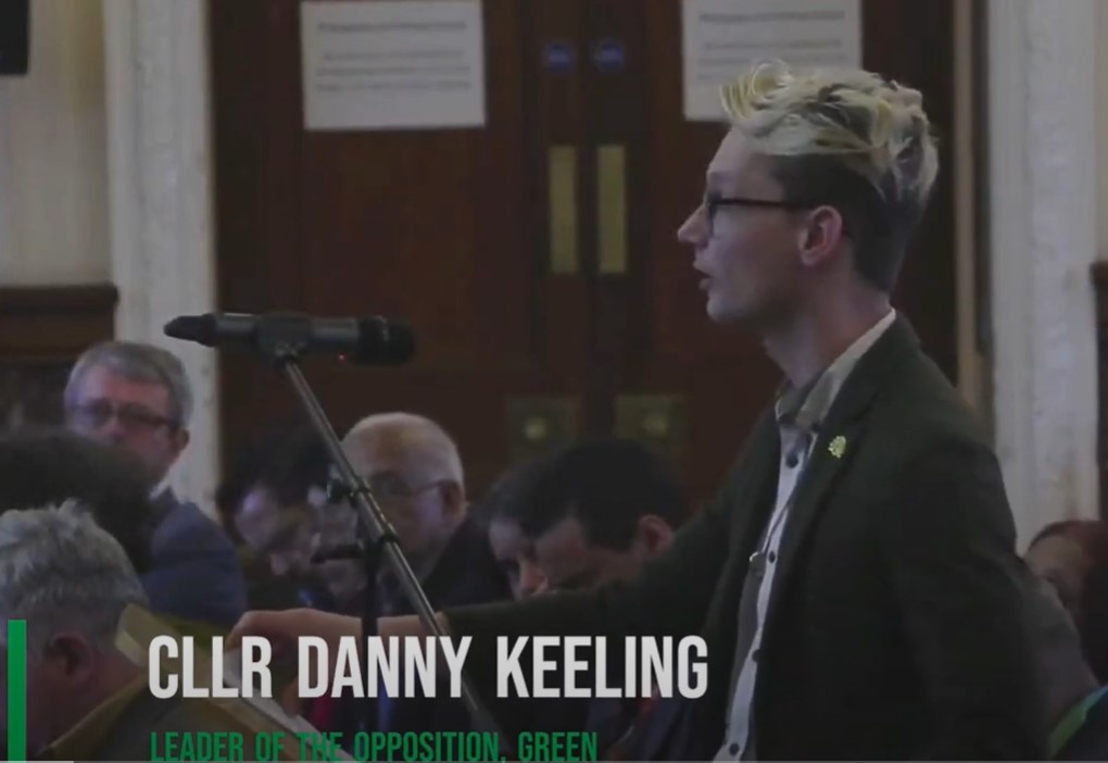 Cllr Danny Keeling giving Leader of the Opposition speech